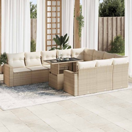 Set de sofás de jardín 11pzas con cojines ratán sintético beige de , Conjuntos de jardín - Ref: Foro24-3326389, Precio: 896,2...