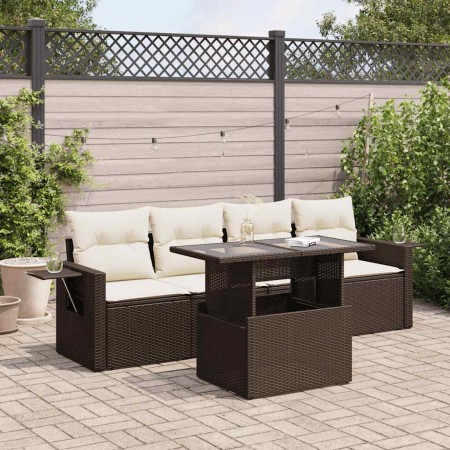 Set comedor de jardín 5 piezas y cojines ratán sintético marrón von , Gartensets - Ref: Foro24-3326404, Preis: 375,81 €, Raba...