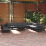 Muebles de jardín 12 pzas con cojines negro madera maciza pino de vidaXL, Conjuntos de jardín - Ref: Foro24-3096861, Precio: ...