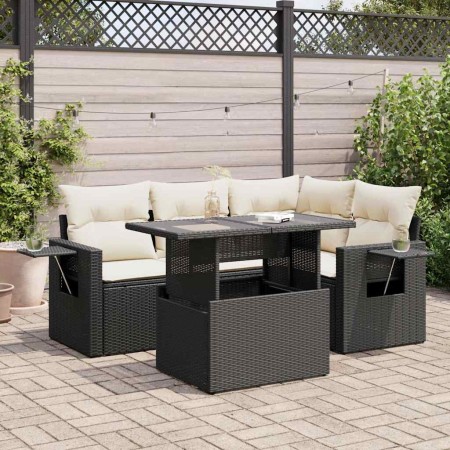 Set de muebles de jardín 5 pzas y cojines ratán sintético negro | Foro24|Onlineshop| Casa, Jardín y Más Foro24.es