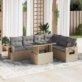 Set sofás de jardín 7 piezas y cojines ratán sintético beige de , Conjuntos de jardín - Ref: Foro24-3326490, Precio: 584,54 €...