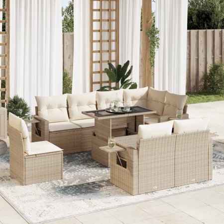 Set de sofás de jardín con cojines 9 pzas ratán sintético beige by , Garden sets - Ref: Foro24-3326499, Price: 853,57 €, Disc...