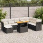 Set sofás jardín y cojines 9 pzas ratán sintético acacia negro | Foro24|Onlineshop| Casa, Jardín y Más Foro24.es