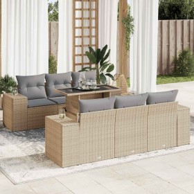 Set sofás de jardín 7 piezas y cojines ratán sintético beige de , Conjuntos de jardín - Ref: Foro24-3326740, Precio: 711,75 €...