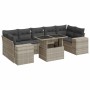 Set de sofás de jardín 8 pzas y cojines ratán sintético gris de , Conjuntos de jardín - Ref: Foro24-3326763, Precio: 683,27 €...