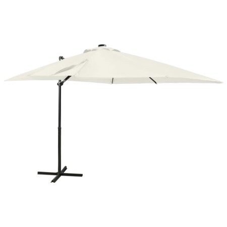 Cantilever umbrella with pole and LED lights sand 250 cm by vidaXL, Umbrellas - Ref: Foro24-312320, Price: 174,63 €, Discount: %