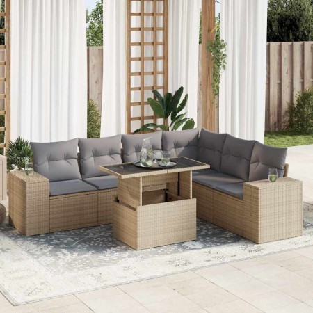 Set sofás de jardín 7 piezas y cojines ratán sintético beige von , Gartensets - Ref: Foro24-3326810, Preis: 612,68 €, Rabatt: %