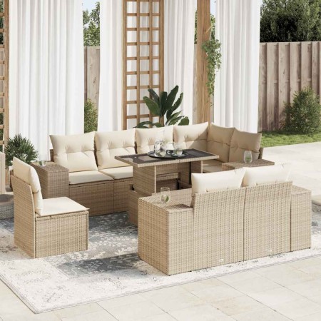 Set de sofás de jardín con cojines 9 pzas ratán sintético beige von , Gartensets - Ref: Foro24-3326819, Preis: 868,27 €, Raba...