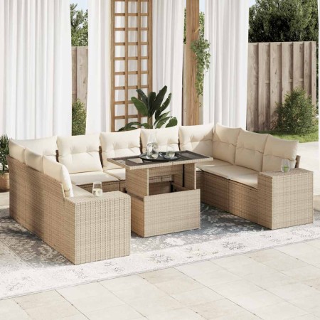 Juego de sofás jardín con cojines beige 10 pzas ratán sintético von , Gartensets - Ref: Foro24-3326859, Preis: 971,00 €, Raba...