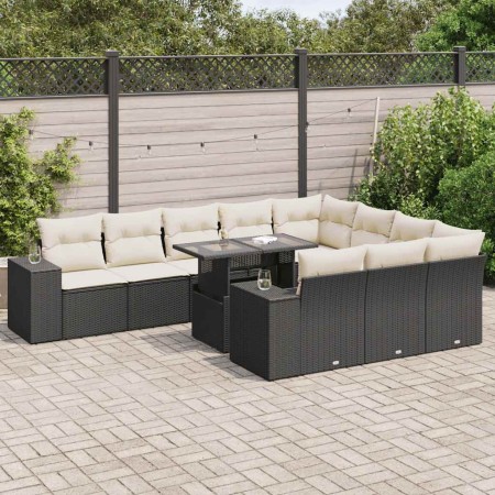 Set de sofás de jardín 11 pzas y cojines ratán sintético negro | Foro24|Onlineshop| Casa, Jardín y Más Foro24.es