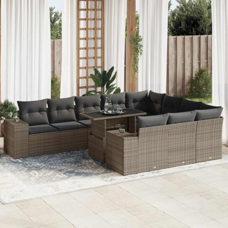 Set de sofás de jardín 11 pzas y cojines ratán sintético gris | Foro24|Onlineshop| Casa, Jardín y Más Foro24.es