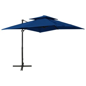 Cantilever parasol with double cover azure blue 250x250 cm by vidaXL, Umbrellas - Ref: Foro24-312357, Price: 210,64 €, Discou...