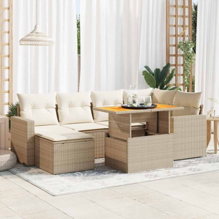 Set sofás de jardín 7 piezas y cojines ratán sintético beige von , Gartensets - Ref: Foro24-3327061, Preis: 644,28 €, Rabatt: %