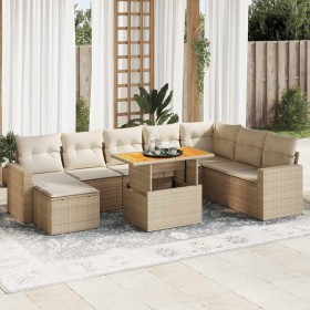 Set de sofás de jardín con cojines 9 pzas ratán sintético beige de , Conjuntos de jardín - Ref: Foro24-3327075, Precio: 732,8...