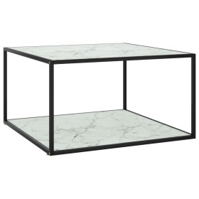 Mesa de centro negra con vidrio de mármol blanco 90x90x50 cm de vidaXL, Mesas de centro - Ref: Foro24-322913, Precio: 81,99 €...