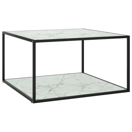 Mesa de centro negra con vidrio de mármol blanco 90x90x50 cm de vidaXL, Mesas de centro - Ref: Foro24-322913, Precio: 81,93 €...