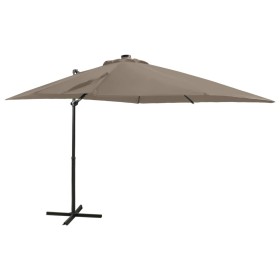 Cantilever parasol with pole and taupe gray LED lights 250 cm by vidaXL, Umbrellas - Ref: Foro24-312323, Price: 177,99 €, Dis...