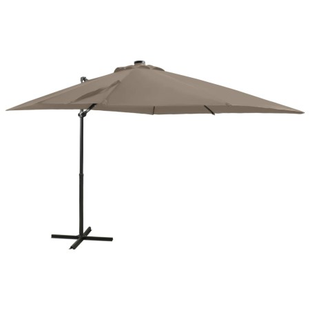 Cantilever parasol with pole and taupe gray LED lights 250 cm by vidaXL, Umbrellas - Ref: Foro24-312323, Price: 178,09 €, Dis...