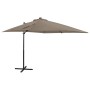 Cantilever parasol with pole and taupe gray LED lights 250 cm by vidaXL, Umbrellas - Ref: Foro24-312323, Price: 178,09 €, Dis...