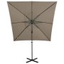 Cantilever parasol with pole and taupe gray LED lights 250 cm by vidaXL, Umbrellas - Ref: Foro24-312323, Price: 178,09 €, Dis...