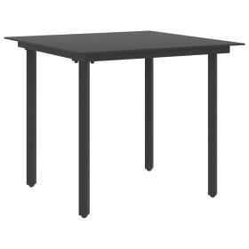 Mesa de comedor de jardín acero y vidrio negro 80x80x74 cm de vidaXL, Mesas de jardín - Ref: Foro24-313109, Precio: 92,99 €, ...