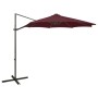 Cantilever parasol with pole and burgundy LED lights 300 cm by vidaXL, Umbrellas - Ref: Foro24-312342, Price: 102,69 €, Disco...