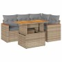 Set sofás jardín y cojines 5 pzas ratán sintético acacia beige by , Garden sets - Ref: Foro24-3327482, Price: 426,21 €, Disco...