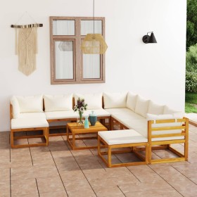 Garden furniture 11 pieces with cream cushions solid acacia wood by vidaXL, Garden sets - Ref: Foro24-3057648, Price: 1,00 €,...