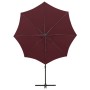 Cantilever parasol with pole and burgundy LED lights 300 cm by vidaXL, Umbrellas - Ref: Foro24-312342, Price: 102,69 €, Disco...