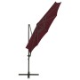 Cantilever parasol with pole and burgundy LED lights 300 cm by vidaXL, Umbrellas - Ref: Foro24-312342, Price: 102,69 €, Disco...