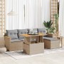 Set sofás jardín y cojines 6 pzas ratán sintético acacia beige | Foro24|Onlineshop| Casa, Jardín y Más Foro24.es