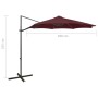 Cantilever parasol with pole and burgundy LED lights 300 cm by vidaXL, Umbrellas - Ref: Foro24-312342, Price: 102,69 €, Disco...