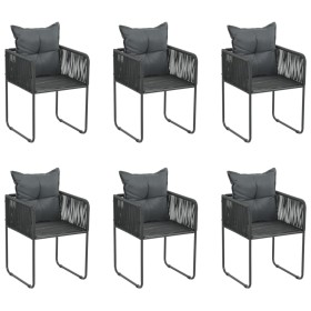 Garden chairs with cushions 6 units black synthetic rattan by vidaXL, Garden chairs - Ref: Foro24-313108, Price: 417,99 €, Di...