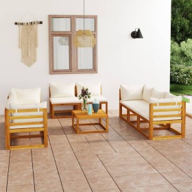 Garden furniture 9 pcs cream cushions solid acacia wood by vidaXL, Garden sets - Ref: Foro24-3057642, Price: 899,91 €, Discou...