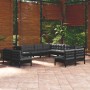 Garden furniture 11 pieces and cushions black solid pine wood by vidaXL, Garden sets - Ref: Foro24-3096867, Price: 1,00 €, Di...