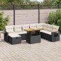 Set sofás jardín y cojines 9 pzas ratán sintético acacia negro | Foro24|Onlineshop| Casa, Jardín y Más Foro24.es