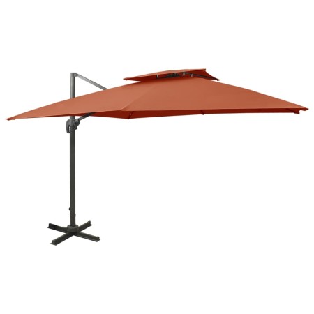 Cantilever parasol with double terracotta roof 300x300 cm by vidaXL, Umbrellas - Ref: Foro24-312382, Price: 265,24 €, Discoun...