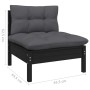 Garden furniture 11 pieces and cushions black solid pine wood by vidaXL, Garden sets - Ref: Foro24-3096867, Price: 1,00 €, Di...