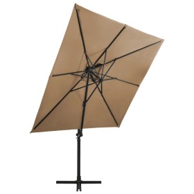 Cantilever parasol with taupe gray double cover 250x250 cm by vidaXL, Umbrellas - Ref: Foro24-312363, Price: 176,99 €, Discou...