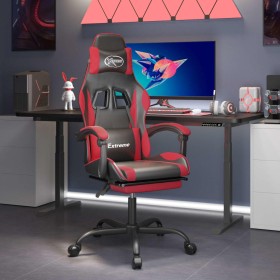 Silla gaming giratoria y reposapiés cuero sintético negro rojo de , Sillones para videojuegos - Ref: Foro24-349580, Precio: 1...