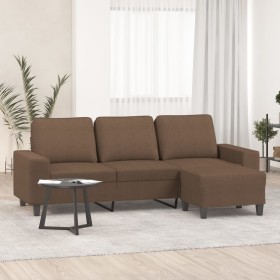 Sofá de 3 plazas con taburete de tela marrón 180 cm von , Sofas - Ref: Foro24-3201154, Preis: 370,60 €, Rabatt: %