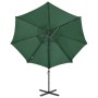 Cantilever parasol with pole and green LED lights 300 cm by vidaXL, Umbrellas - Ref: Foro24-312329, Price: 185,18 €, Discount: %