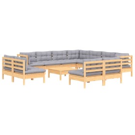 Gartenmöbel-Set 12-teilig und Kissen aus massivem Kiefernholz von vidaXL, Gartensets - Ref: Foro24-3096868, Preis: 916,99 €, ...