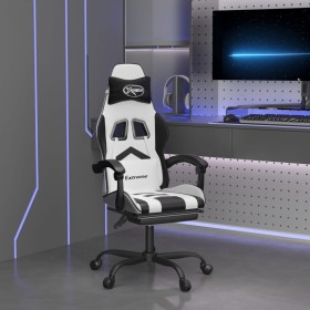 Silla gaming con reposapiés cuero sintético blanco negro von , Gaming-Stühle - Ref: Foro24-3143912, Preis: 129,17 €, Rabatt: %