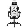 Silla gaming con reposapiés cuero sintético blanco negro de , Sillones para videojuegos - Ref: Foro24-3143912, Precio: 129,17...