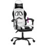 Silla gaming con reposapiés cuero sintético blanco negro de , Sillones para videojuegos - Ref: Foro24-3143912, Precio: 129,17...