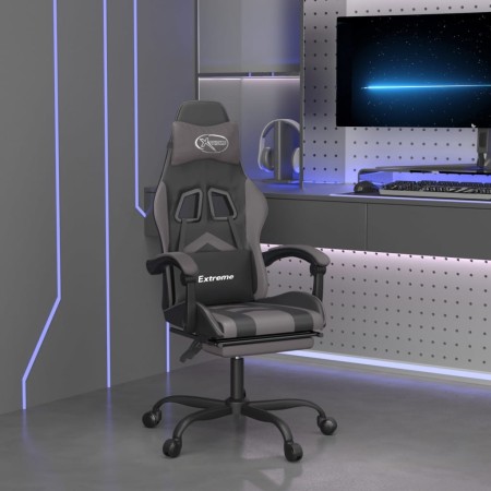 Silla gaming con reposapiés cuero sintético negro gris de , Sillones para videojuegos - Ref: Foro24-3143906, Precio: 128,28 €...