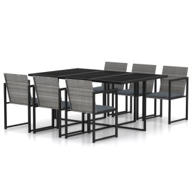 Garden dining set 7 pieces with gray synthetic rattan cushions by vidaXL, Garden sets - Ref: Foro24-313118, Price: 499,99 €, ...