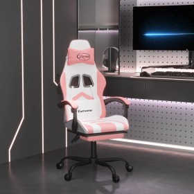 Silla gaming giratoria y reposapiés cuero sintético blanco rosa by , Gaming chairs - Ref: Foro24-349612, Price: 129,17 €, Dis...