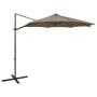 Freischwingender Sonnenschirm mit Mast und LED-Leuchten taupe grau 300 cm von vidaXL, Sonnenschirme - Ref: Foro24-312339, Pre...